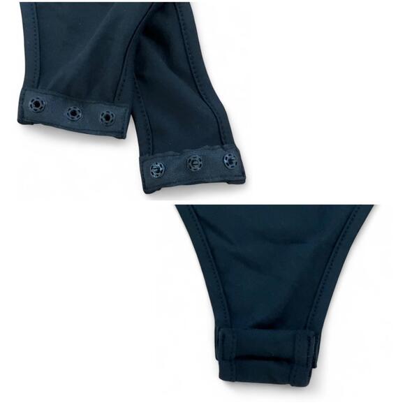 EYE-CATCHING Bodysuit | SZ S | Black Open-Back Cutout Shapewear Long Sleeve Top - Picture 9 of 9